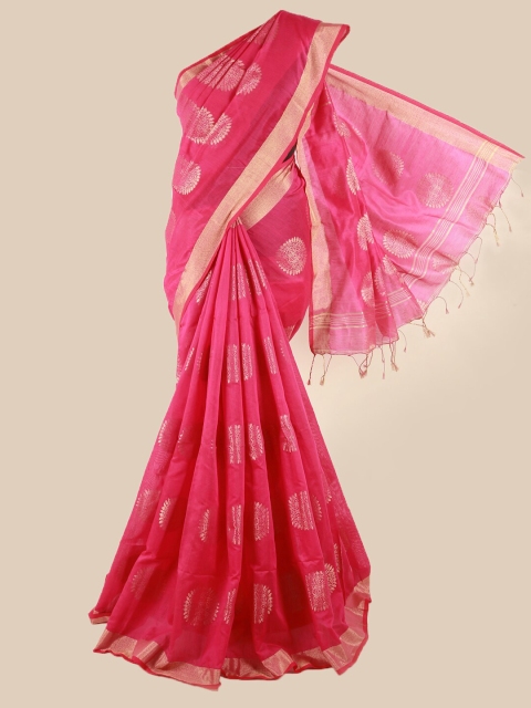 

Pothys Pink & Gold-Toned Ethnic Motifs Saree