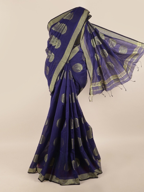 

Pothys Blue & Gold-Toned Ethnic Motifs Saree