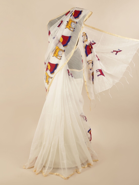 

Pothys White & Red Ethnic Motifs Saree