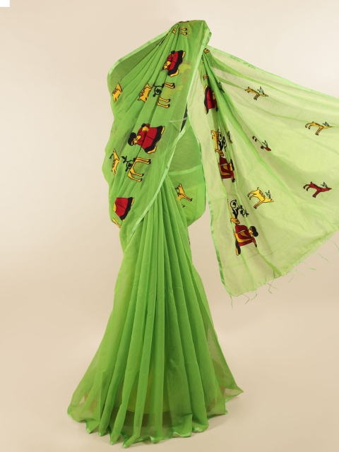 

Pothys Green & Red Ethnic Motifs Saree