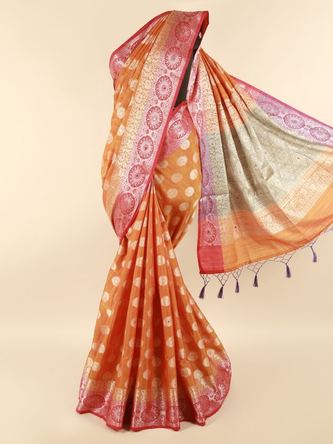 

Pothys Orange & Pink Woven Design Saree