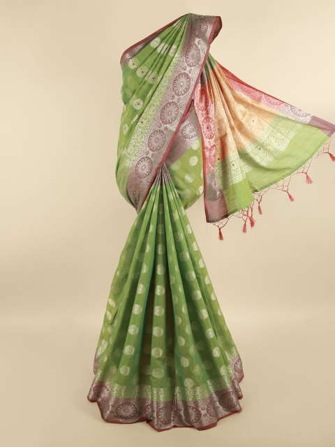 

Pothys Green & Pink Ethnic Motifs Saree