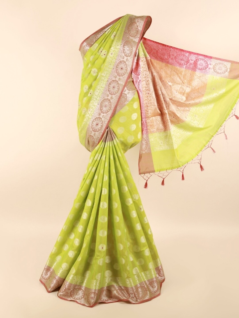 

Pothys Green & Pink Woven Design Saree