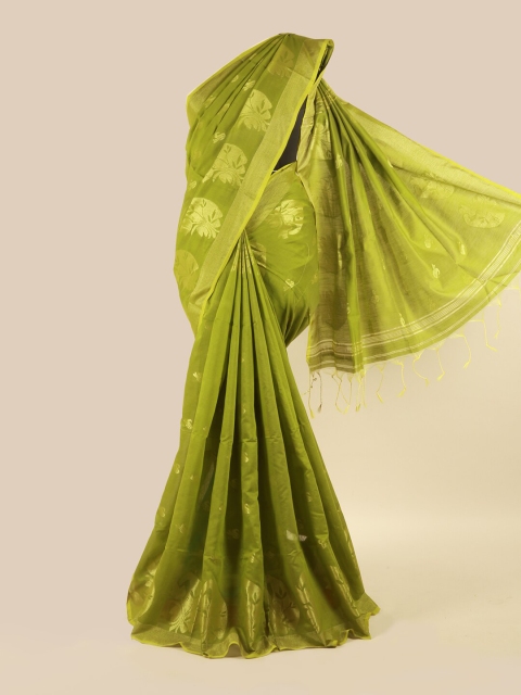 

Pothys Green & Gold-Toned Ethnic Motifs Saree
