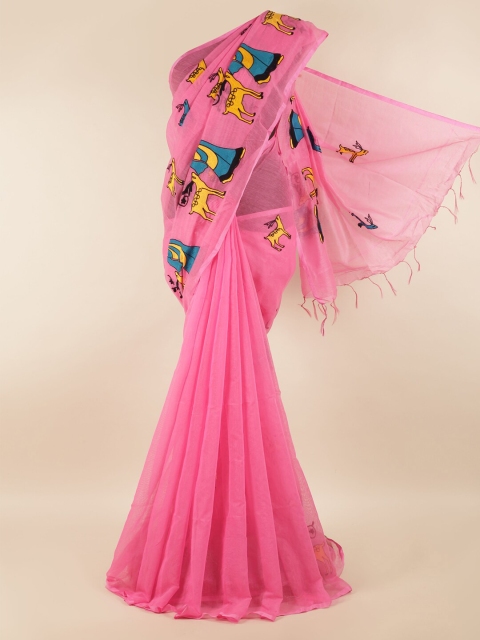 

Pothys Pink & Blue Ethnic Motifs Saree