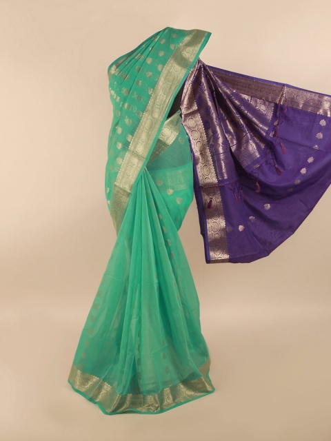 

Pothys Green & Purple Ethnic Motifs Saree