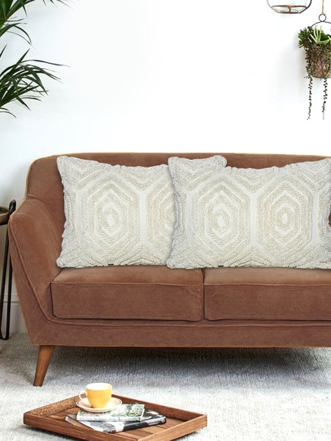 

KICA White Set of 2 Abstract Rectangle Cushion Covers