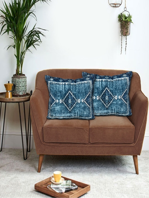 

KICA Blue & White Set of 2 Abstract Square Cushion Covers