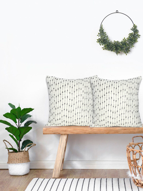 

KICA White & Grey Set of 2 Abstract Square Cushion Covers