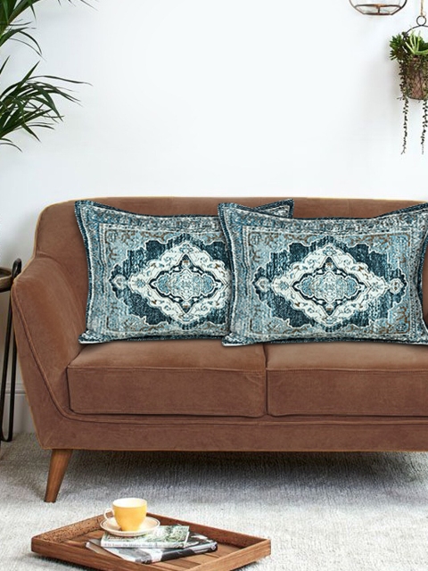 

KICA Green & White Set of 2 Ethnic Motifs Rectangle Cushion Covers