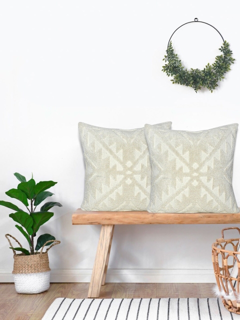 

KICA White Set of 2 Abstract Square Cushion Covers