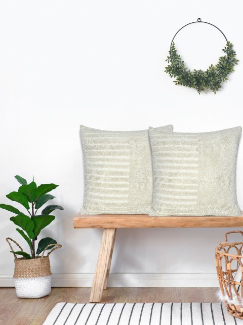 

KICA White Set of 2 Abstract Square Cushion Covers