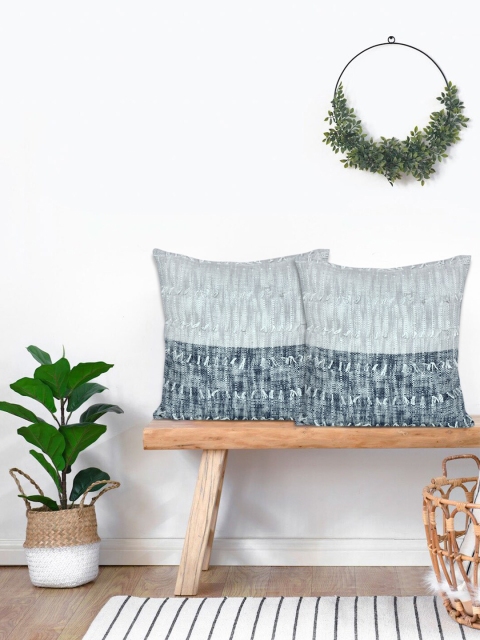 

KICA Blue & Grey Set of 2 Abstract Square Cushion Covers