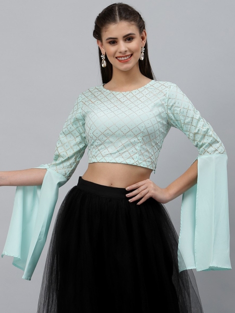 

studio rasa Blue Crepe Regular Crop Top