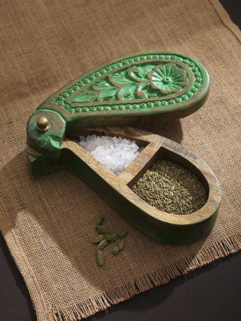 

Amoliconcepts Green & Brown Paisley Hand Carved Wooden Box