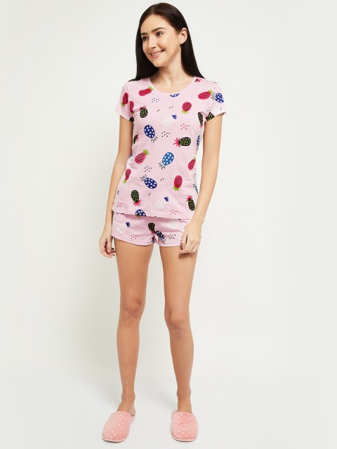 

max Women Lavender & Pink Printed Night suit