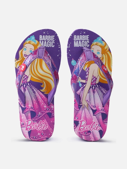 

Kids Ville Girls Purple & Yellow Barbie Thong Flip-Flops