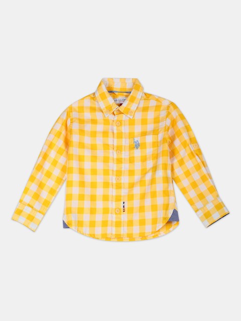 

U.S. Polo Assn. Kids Boys Yellow Opaque Checked Casual Shirt