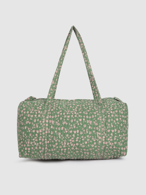 

Accessorize Green Floral Printed Oversized Bowling Ditsy Weekender Bag with Quilted Detail
