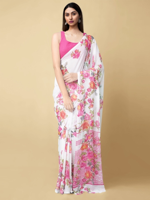 

Unnati Silks Women Cream Woven Design, White