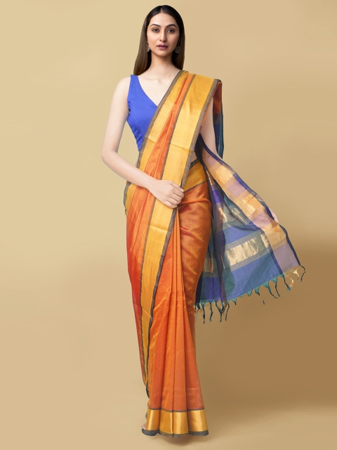 

Unnati Silks Women Rust Woven Design