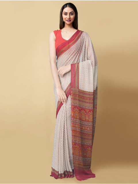 

Unnati Silks Women Cream Woven Design
