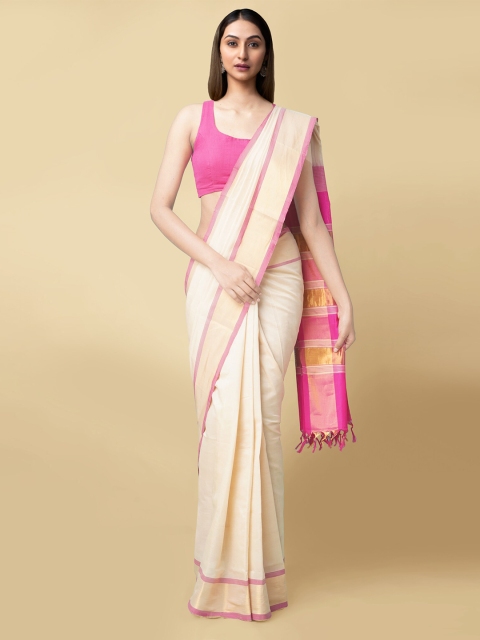 

Unnati Silks Women Cream Woven Design