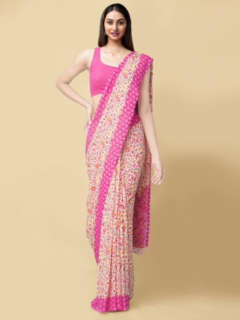 

Unnati Silks Women Cream Woven Design, White