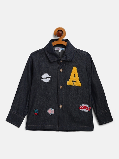 

Kids Clan Boys Navy Blue Opaque Casual Shirt