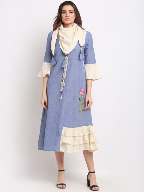 

Ardozaa Lavender A-Line Midi Dress with Scarf