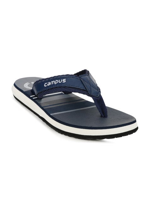 

Campus Men Navy Blue & White Striped Thong Flip-Flops