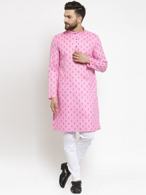 

RG DESIGNERS Men Pink Ethnic Motifs Regular Kurta with Pyjamas