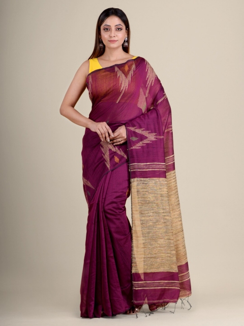 

Mitera Magenta & Beige Pure Cotton Handloom Saree
