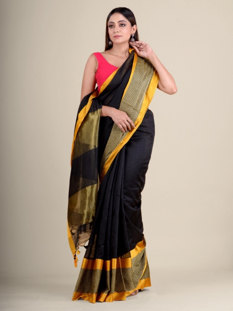 

Mitera Black & Yellow Handloom Saree