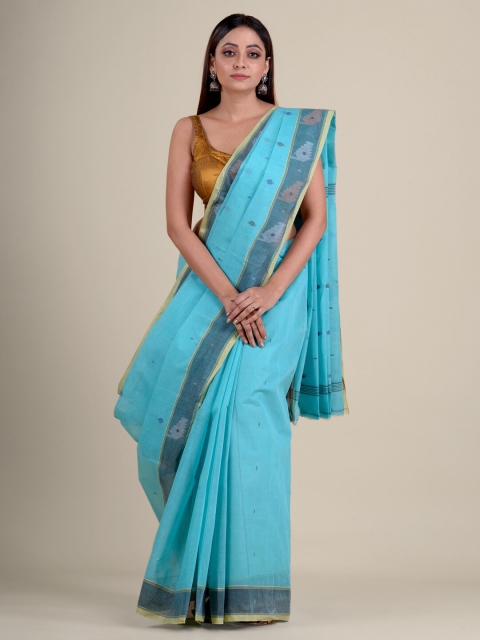 

Mitera Blue Woven Design Pure Cotton Handloom Taant Saree