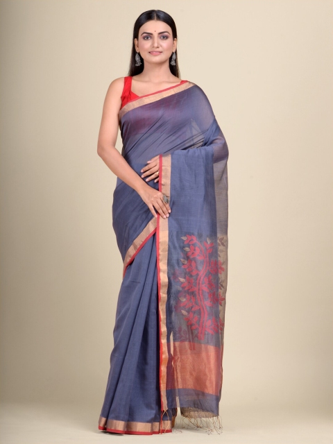 

Mitera Blue & Red Woven Design Silk Cotton Handloom Saree