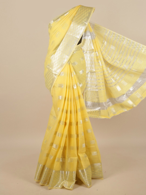 

Pothys Yellow & Silver-Toned Saree