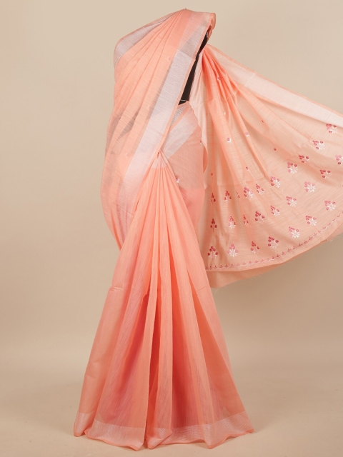 

Pothys Pink & Silver-Toned Floral Saree