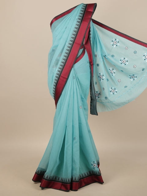 

Pothys Blue & Maroon Floral Saree