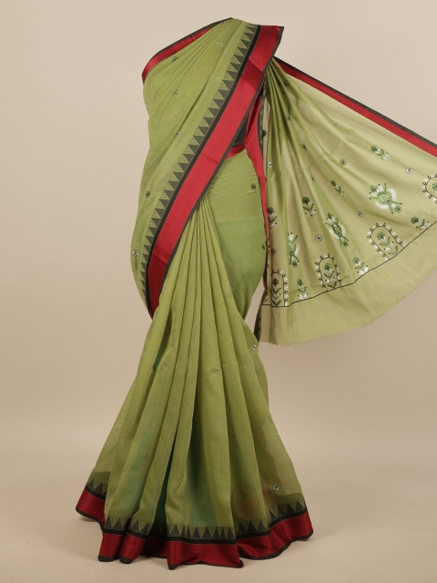

Pothys Green & Red Woven Design Saree