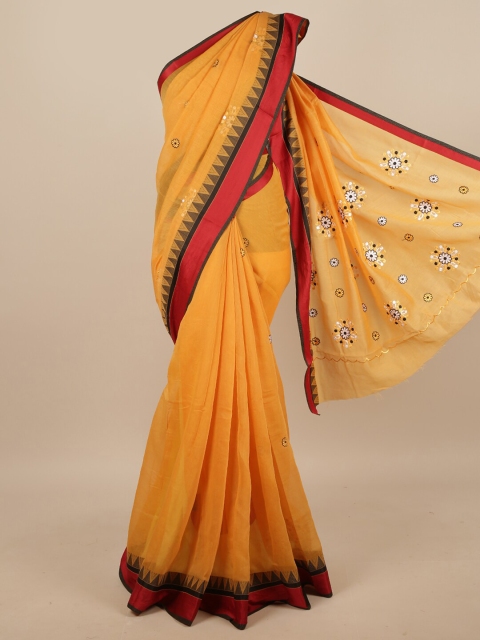 

Pothys Mustard & Red Floral Saree