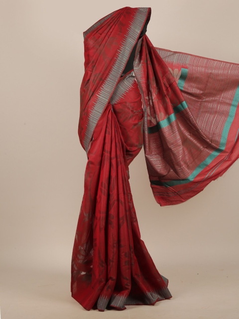 

Pothys Maroon & Grey Woven Design Jute Silk Saree