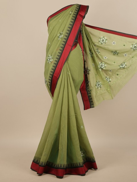 

Pothys Green & Red Floral Saree
