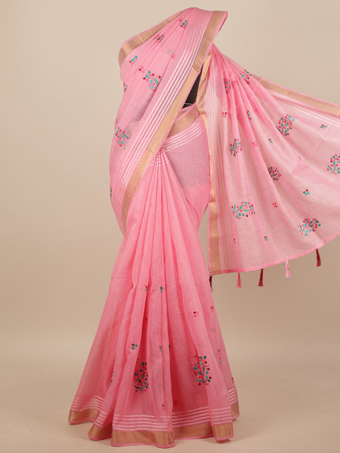 

Pothys Pink & White Floral Saree