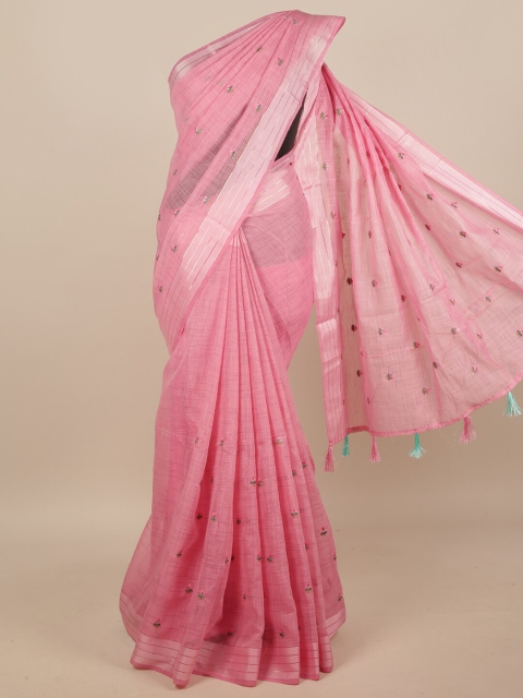 

Pothys Pink & Grey Floral Saree