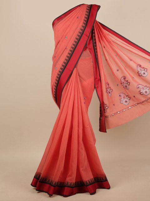 

Pothys Pink & Red Ethnic Motifs Saree