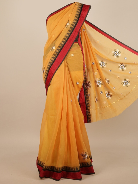 

Pothys Yellow & Red Floral Saree