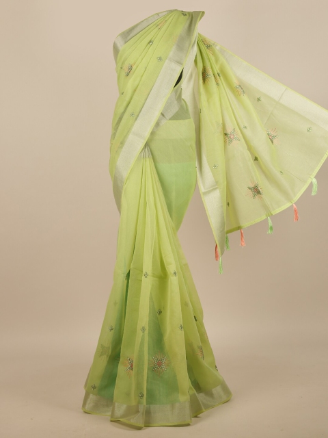 

Pothys Green Floral Zari Saree