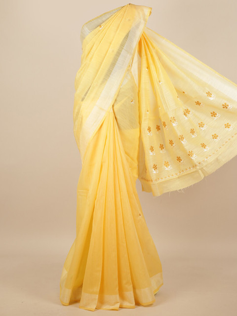 

Pothys Yellow Floral Saree
