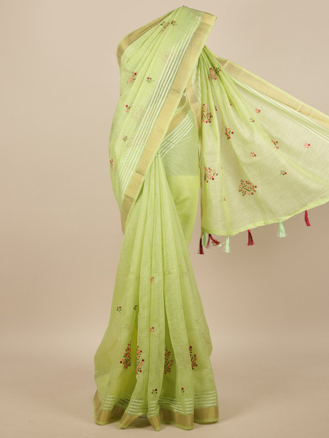 

Pothys Green Floral Zari Saree